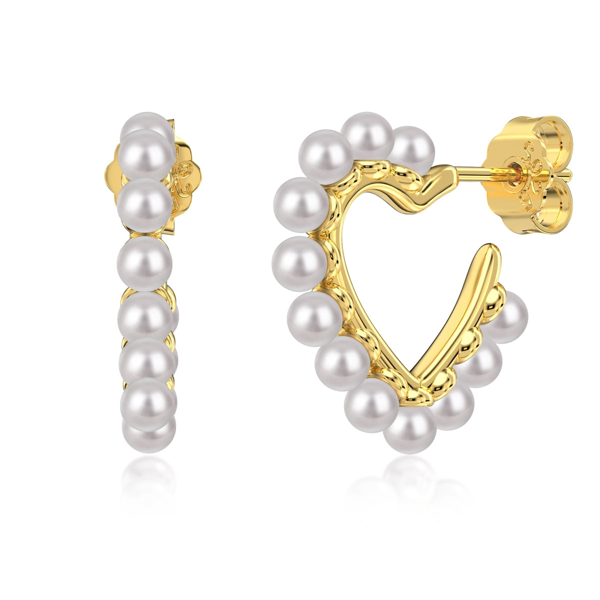 Pearl Heart Huggy Studs