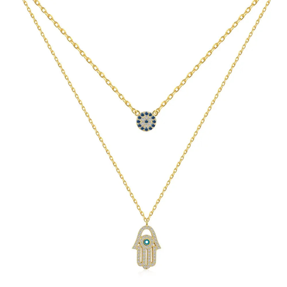 Layered Hamsa Necklace