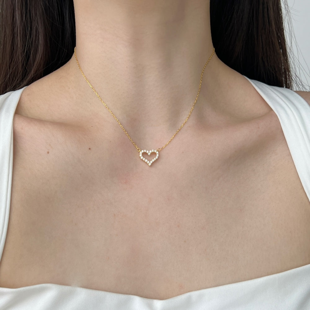 Pavé Halo Heart Necklace