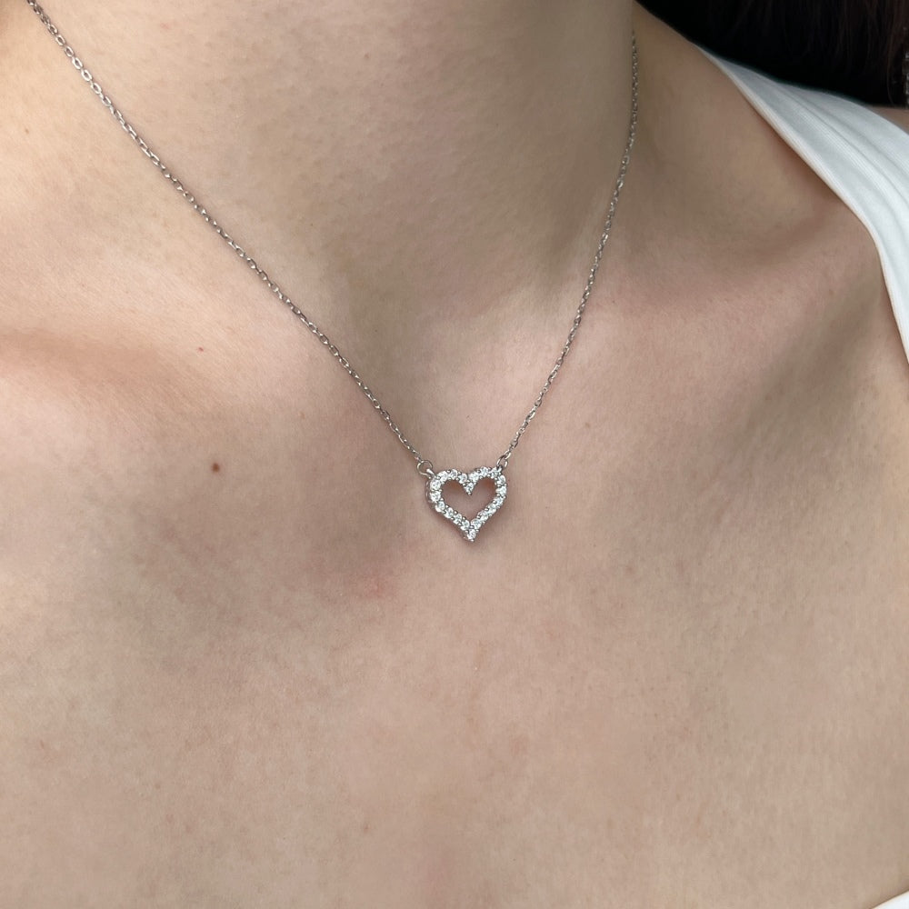 Pavé Halo Heart Necklace
