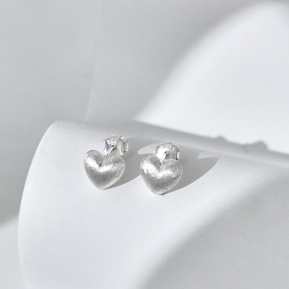 Brushed Heart Studs